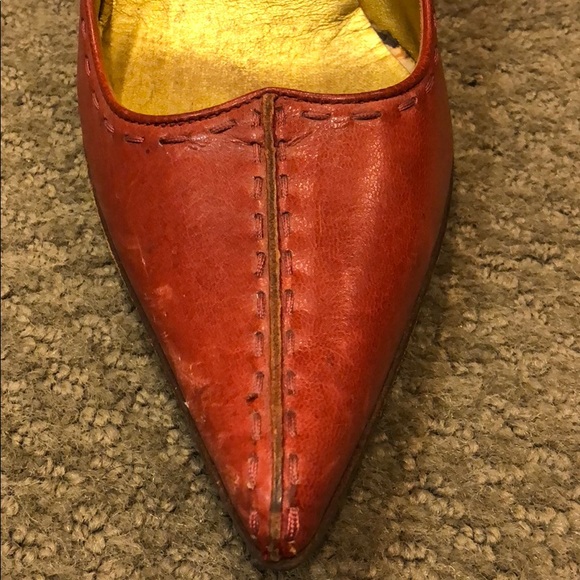 Celine red heels, with visible top stitching Sz 36 - Picture 4 of 6